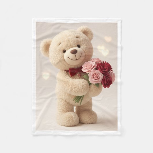 Teddibeer met rozen deken (Voorkant)