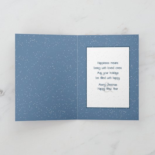 Teddibeer met Sneeuwman voor Kerstmis Feestdagen Kaart (Binnen)