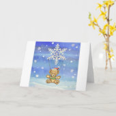 Teddibeer met Sneeuwvlok-parachute Kaart (Gele Bloem)