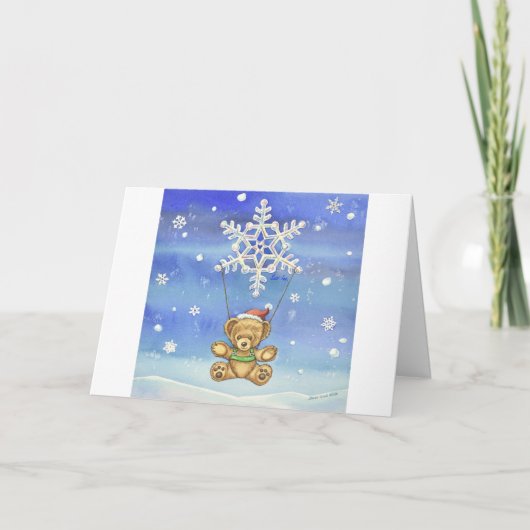 Teddibeer met Sneeuwvlok-parachute Kaart (Voorkant)
