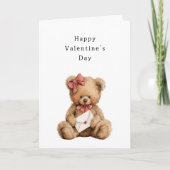 Teddibeer met strik Valentijnsdag Kaart (Voorkant)