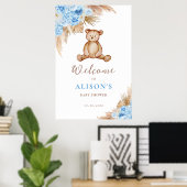 Teddibeer Pampasgras Baby Welkom Bord Poster (Thuiskantoor)