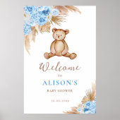 Teddibeer Pampasgras Baby Welkom Bord Poster (Voorkant)
