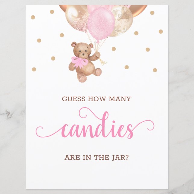 Teddibeer Raad Hoeveel Candys Baby Shower (Voorkant)