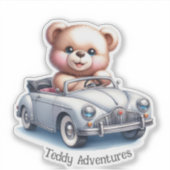Teddibeer rijdt in een cabriolet sticker (Voorkant)