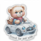 Teddibeer rijdt in een cabriolet sticker (Voorkant)