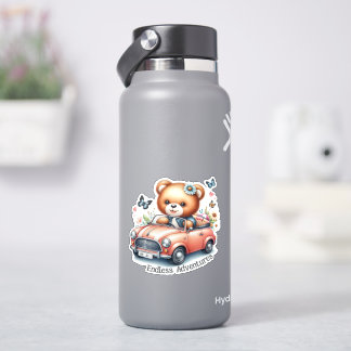 Teddibeer rijdt in een cabriolet sticker