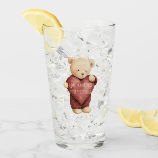 Teddibeer Rode Hart Glas (Voorkant ijs)