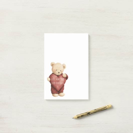 Teddibeer Rode Hart Post-it® Notes (Op bureau)
