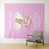 Teddibeer Roze Ballonnen baby Shower achtergrond Wandkleed (In Situ (horizontaal))