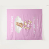 Teddibeer Roze Ballonnen baby Shower achtergrond Wandkleed (Voorkant (horizontaal))