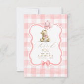 Teddibeer Roze Gingham Schattig Bedankt (Voorkant)
