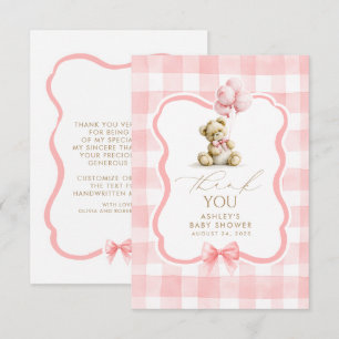 Teddibeer Roze Gingham Schattig Bedankt