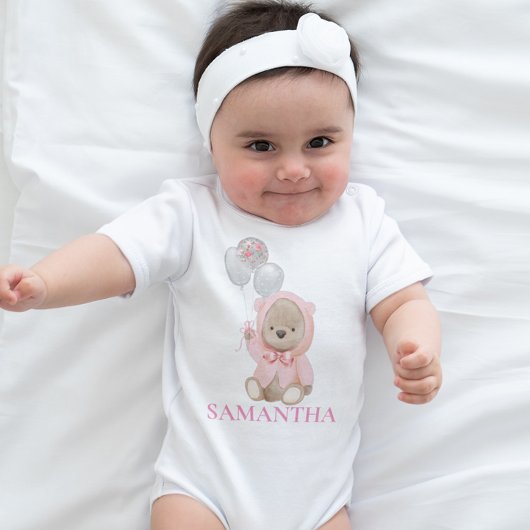 Teddibeer Roze Meisjesnaam Romper