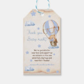 Teddibeer Rustic Blauw Baby Shower Bedankt Cadeaulabel (Voorkant)