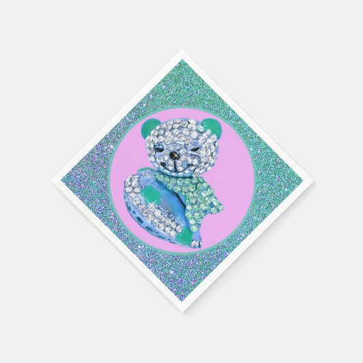 Teddibeer slaapster diamant cute roze blauw servet (Hoek)