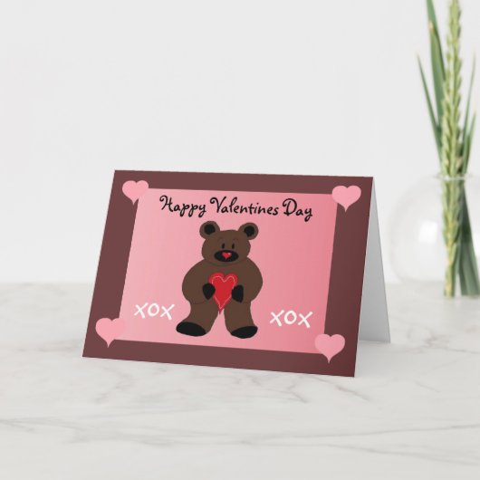 Teddibeer Valentijn Feestdagen Kaart (Voorkant)