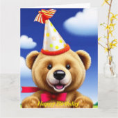 Teddibeer Verjaardagskaart Kaart (Gele Bloem)