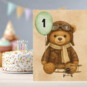 Teddibeer Vintage Vliegtuig Cute Whimsical Aangepa Briefkaart