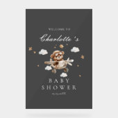 Teddibeer & Vliegtuig Welkom Bruidsdouche Acryl Bord (Voorkant)