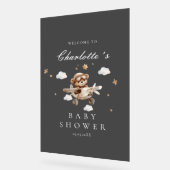 Teddibeer & Vliegtuig Welkom Bruidsfeest Acryl Bord (Hoek)