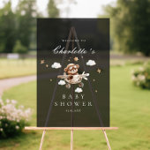 Teddibeer & Vliegtuig Welkom Bruidsfeest Acryl Bord