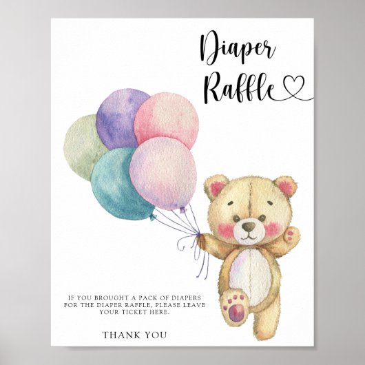 Teddibeerballonnen - luierraffle poster (Voorkant)