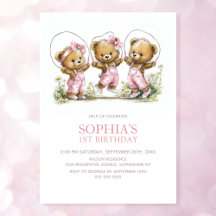 Teddibeertjes in roze overall voor meisjes 1e verj
