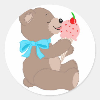 Teddie ijs-trans ronde sticker