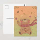 Teddies Herfstbladeren Briefkaart (Voorkant / Achterkant)