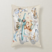 Teddige beer met de naam van de piloot op maat  accent kussen (Voorkant(Verticaal))