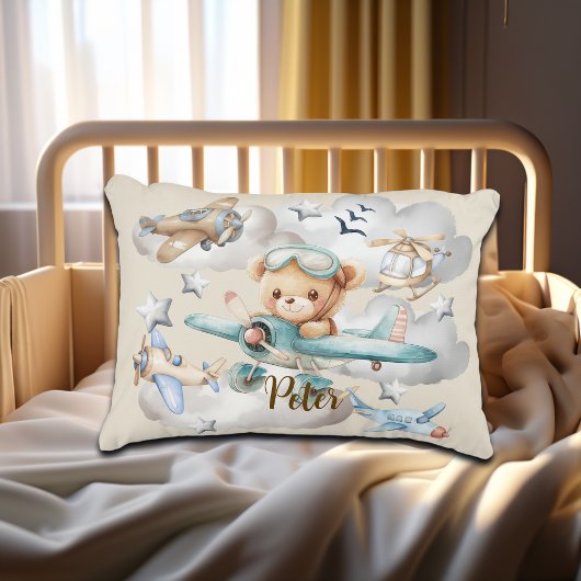 Teddige beer met de naam van de piloot op maat  accent kussen
