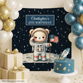 Teddy Astronaut achtergrond voor Little Boy's Part Wandkleed