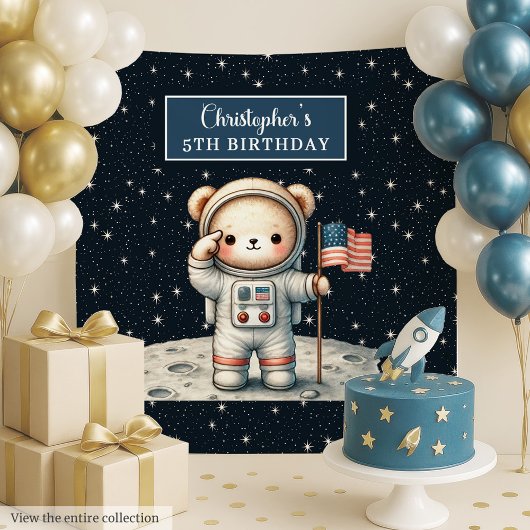 Teddy Astronaut achtergrond voor Little Boy's Part Wandkleed