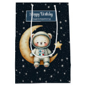 Teddy Astronaut Gift Bag voor Boy Birthday Bash Medium Cadeauzakje (Achterkant)
