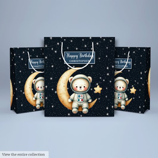 Teddy Astronaut Gift Bag voor Boy Birthday Bash Medium Cadeauzakje