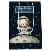 Teddy Astronaut Gift Bag voor Little Boy Party Medium Cadeauzakje (Achterkant)