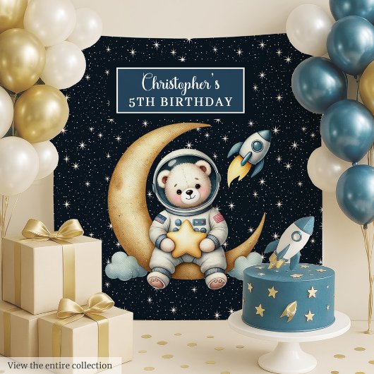 Teddy Astronaut wandtapijt voor Boy Party Wandkleed