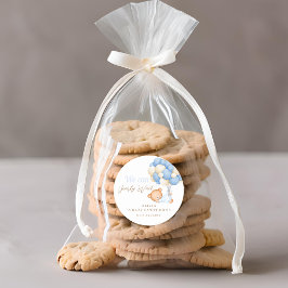 Teddy Baby Boy Shower Ronde Sticker