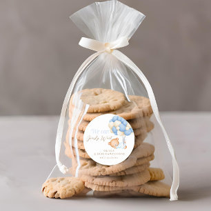 Teddy Baby Boy Shower Ronde Sticker