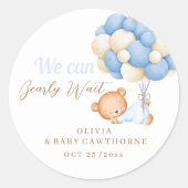 Teddy Baby Boy Shower Ronde Sticker (Voorkant)