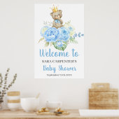 Teddy Baby shower Boy Blue Beer Welkomstteken Poster (Keuken)