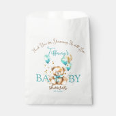 Teddy baby shower gunst schattige teddy aqua bruin bedankzakje (Voorkant)