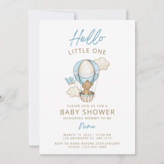 teddy baby shower invite kaart (Voorkant)