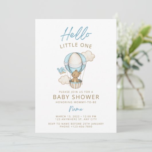 teddy baby shower invite kaart (Staand voorkant)