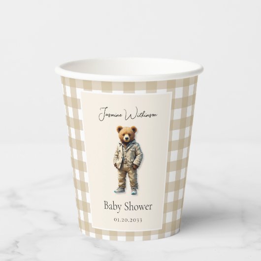 teddy-Baby shower Papieren Bekers (Voorkant)