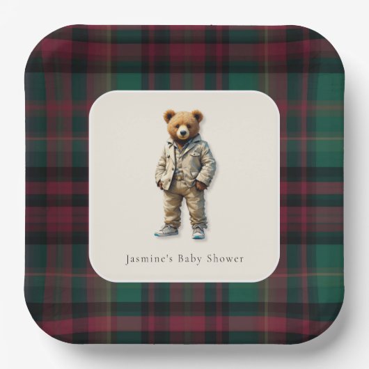  teddy-Baby shower Papieren Bordje (Voorkant)