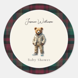  teddy-Baby shower Ronde Sticker