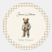  teddy-Baby shower Ronde Sticker (Voorkant)