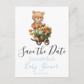 Teddy Baby shower Rustic Flora Save the Date Briefkaart (Voorkant)